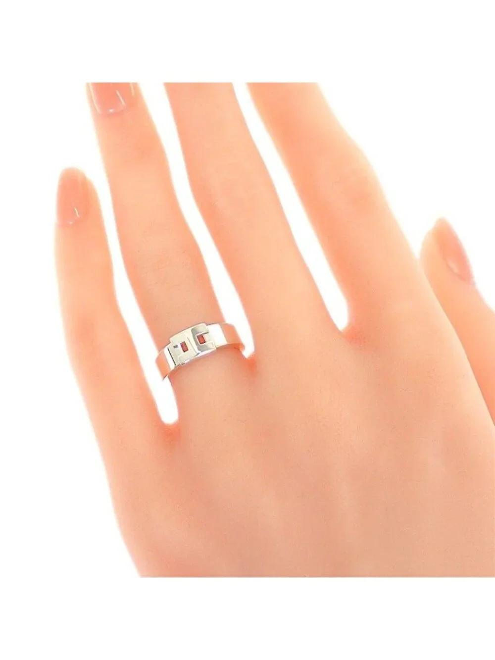 Hermes Newhela Crest Rin 49 Full Ring 925 Sterling Silver